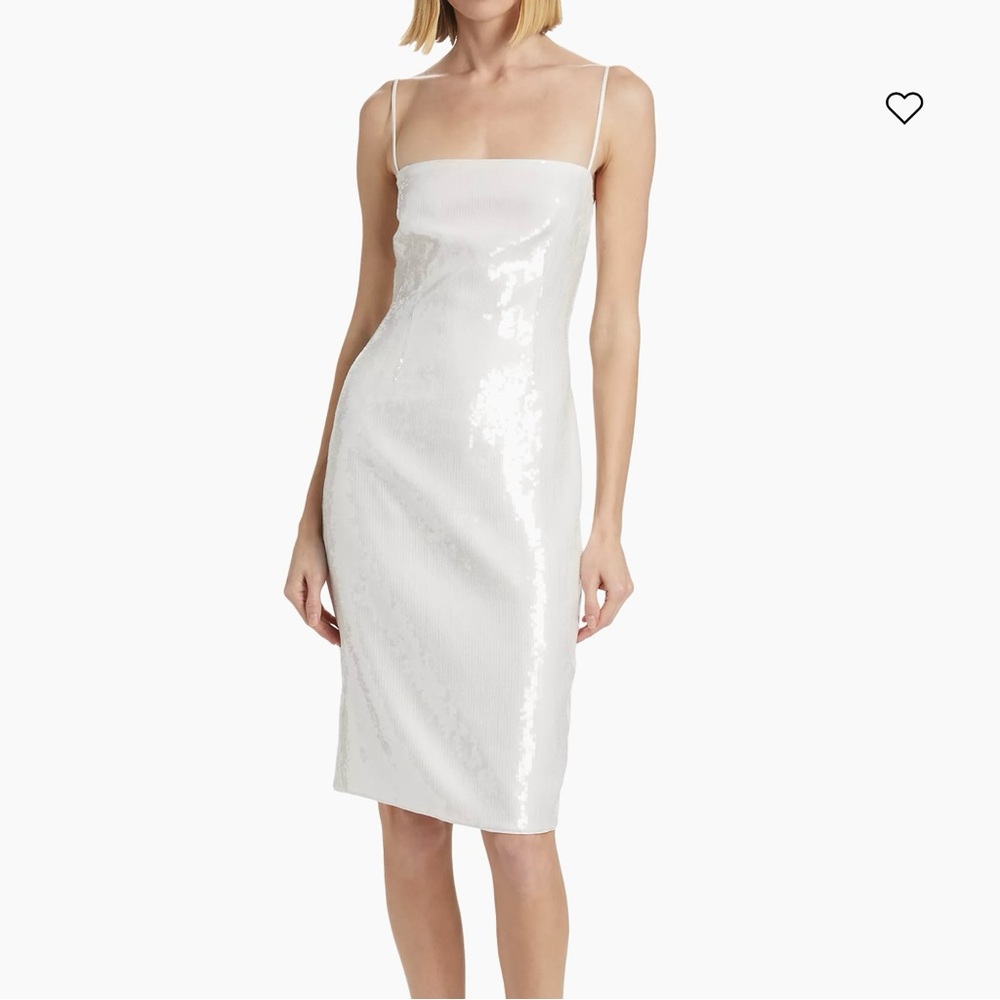 Theory White Sequin Slip Dress